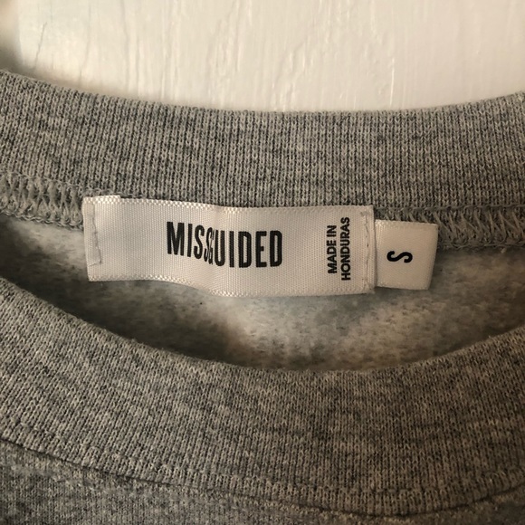 Misguided Grey Cropped Sweatshirt - Picture 2 of 2